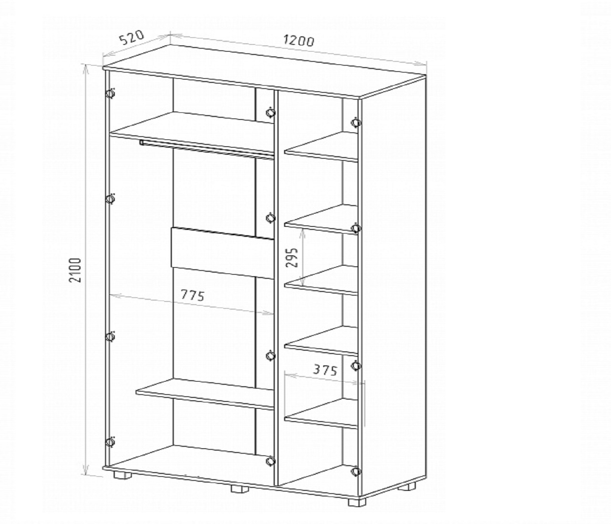картинка Шкаф 3-х дверный ВЕГА модуль М-2 от магазина мебели