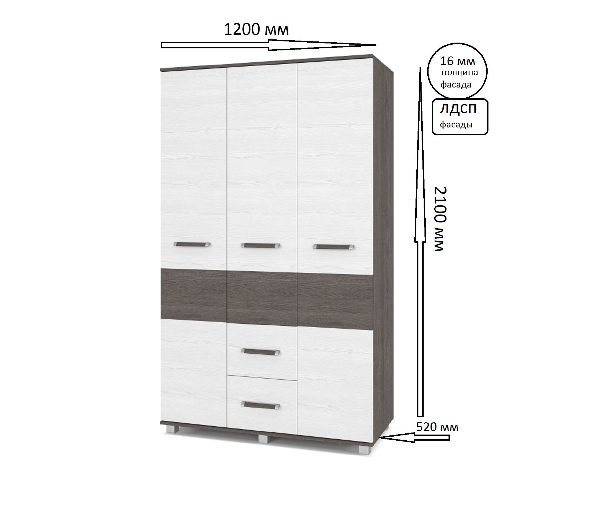 картинка Шкаф 1200 с ящиками Вира-34 Анкор темный/Анкор светлый от магазина мебели