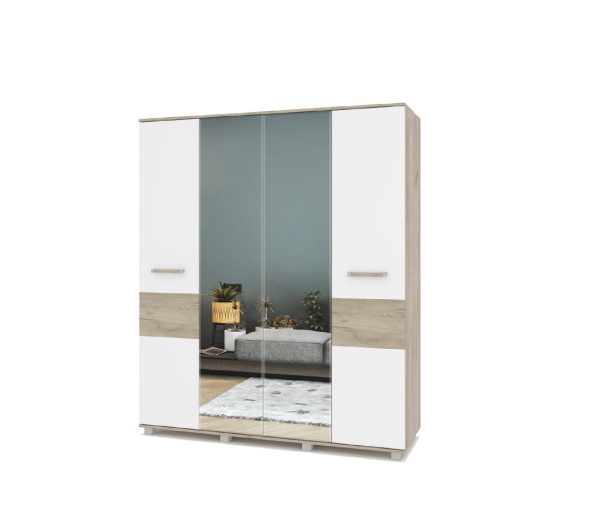 картинка Шкаф 1600 штанга и зеркало Вира-41 Серый дуб/Белый от магазина мебели