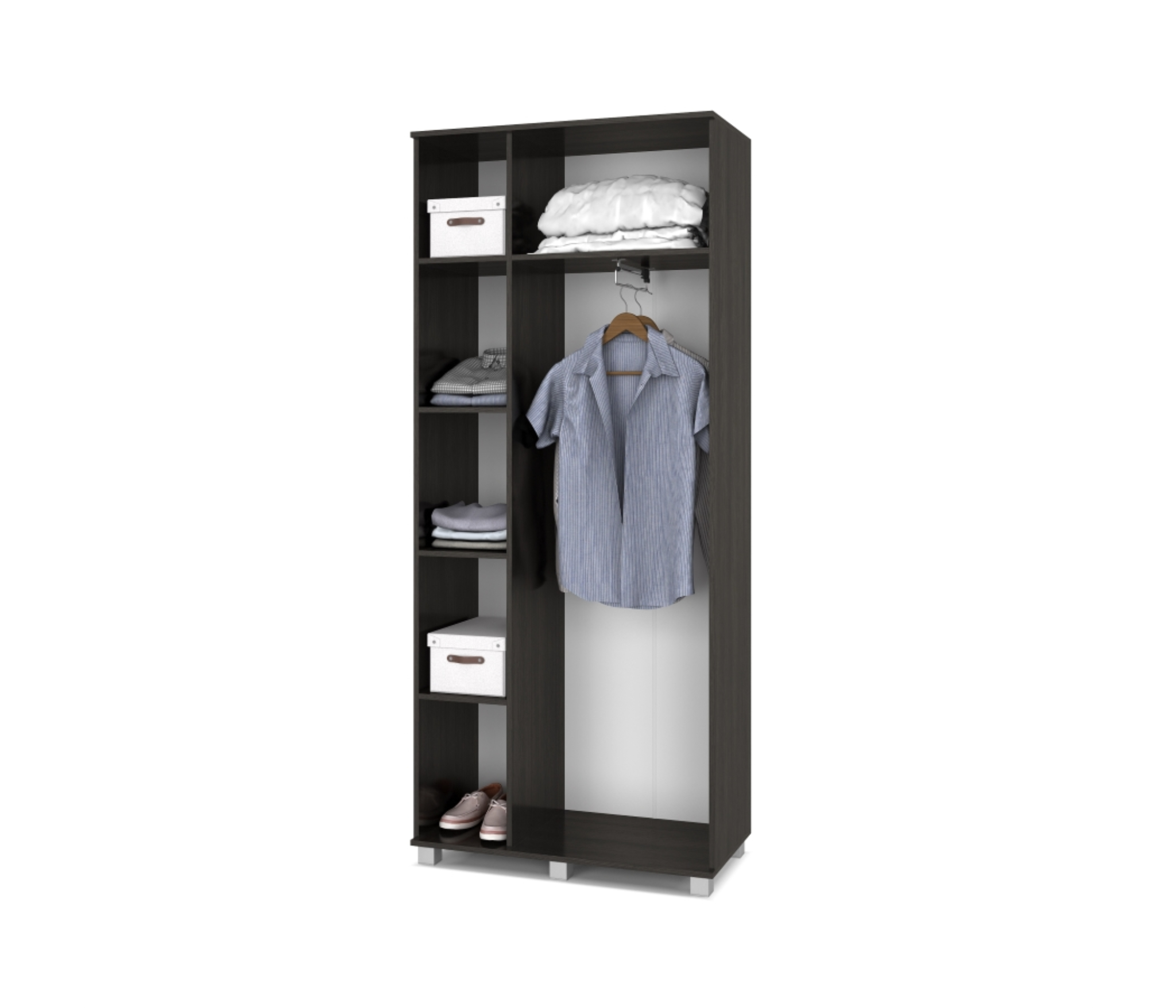 картинка Шкаф 900 комбинированный с выдвижн.штангой Кана К-31 Венге/Млечный дуб от магазина мебели