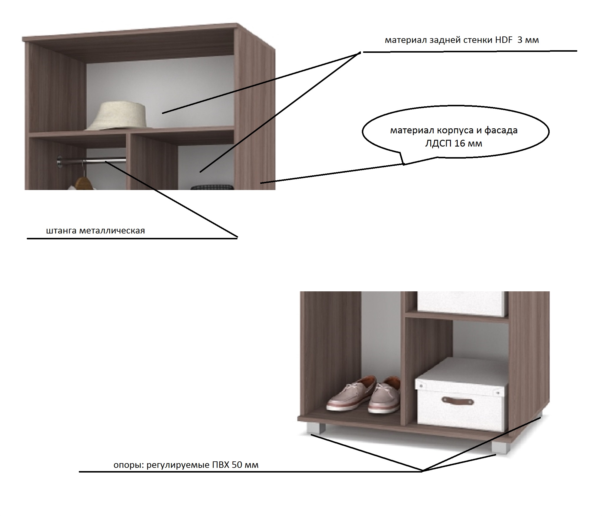 картинка Шкаф 800 комбинированный Вира-20 Шимо темный - Шимо светлый от магазина мебели