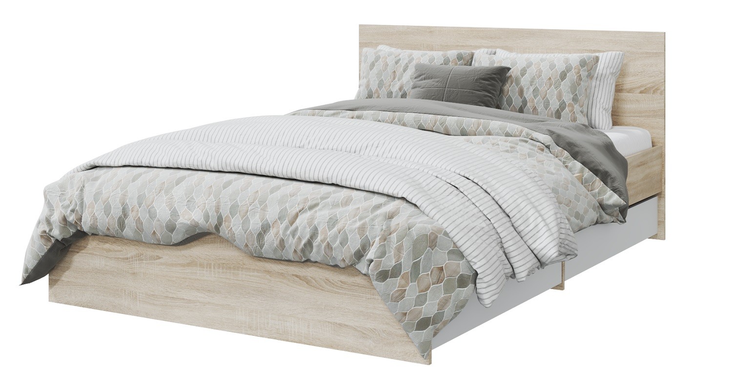 картинка Кровать с латами и ящиками Лори 140х200, дуб сонома от магазина мебели