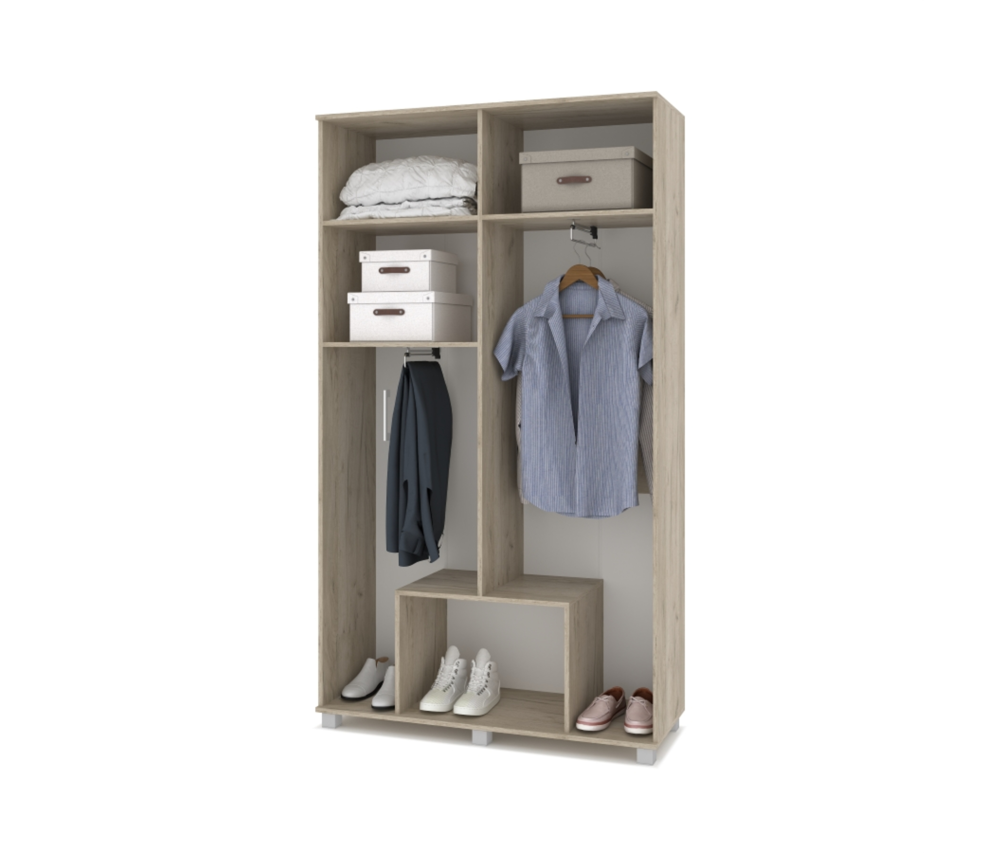картинка Шкаф 1200 выдвижн. штанга с зеркалом и дверцами Кана К42 Серый дуб/Белый от магазина мебели