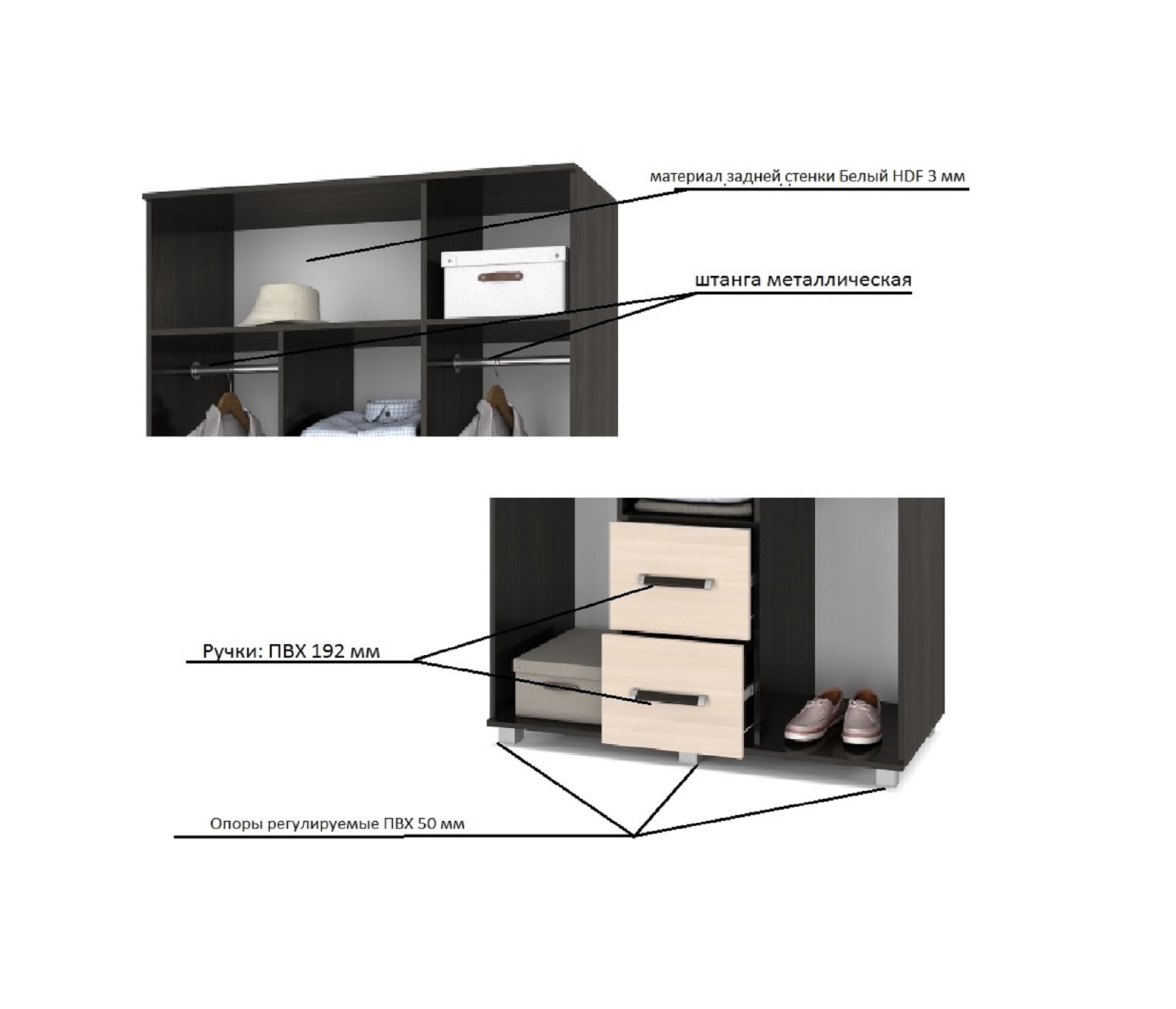 картинка Шкаф 1200 с ящиками Вира-34 Венге/Млечный дуб от магазина мебели