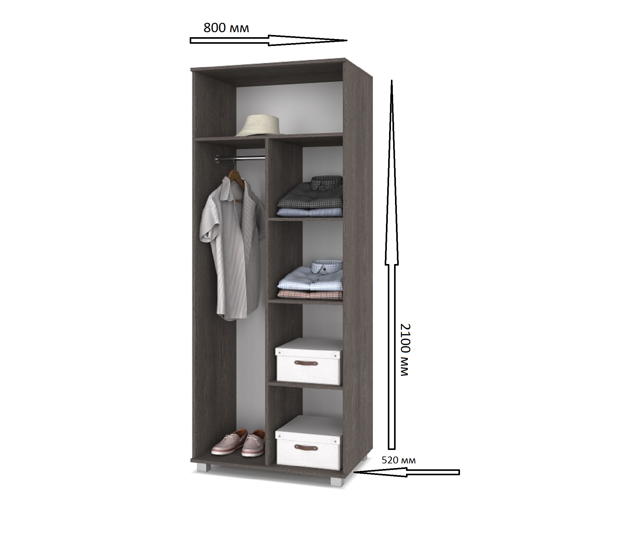 картинка Шкаф 800 комбинированный Вира-20 Анкор темный - Анкор светлый от магазина мебели