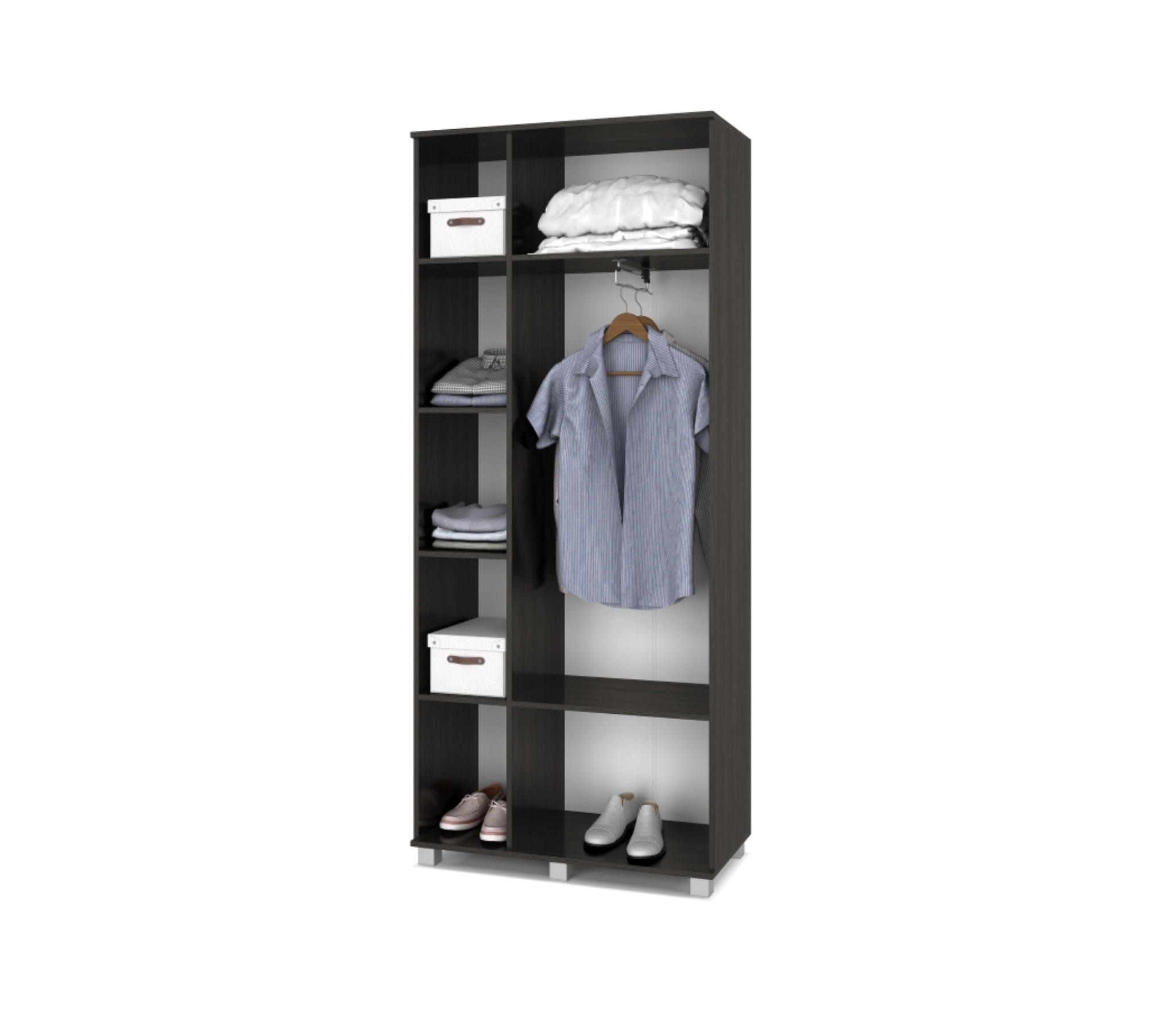 картинка Шкаф 900 выдвижная штанга с зеркалом и дверцами Кана К32 Венге/Млечный дуб от магазина мебели