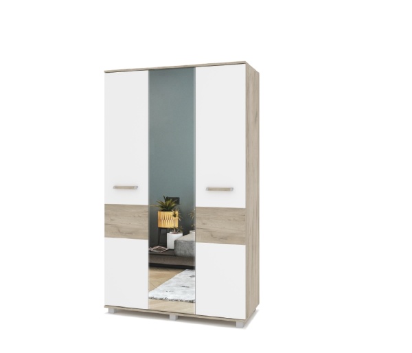 картинка Шкаф 1200 зеркало Вира-31 Серый дуб/Белый от магазина мебели