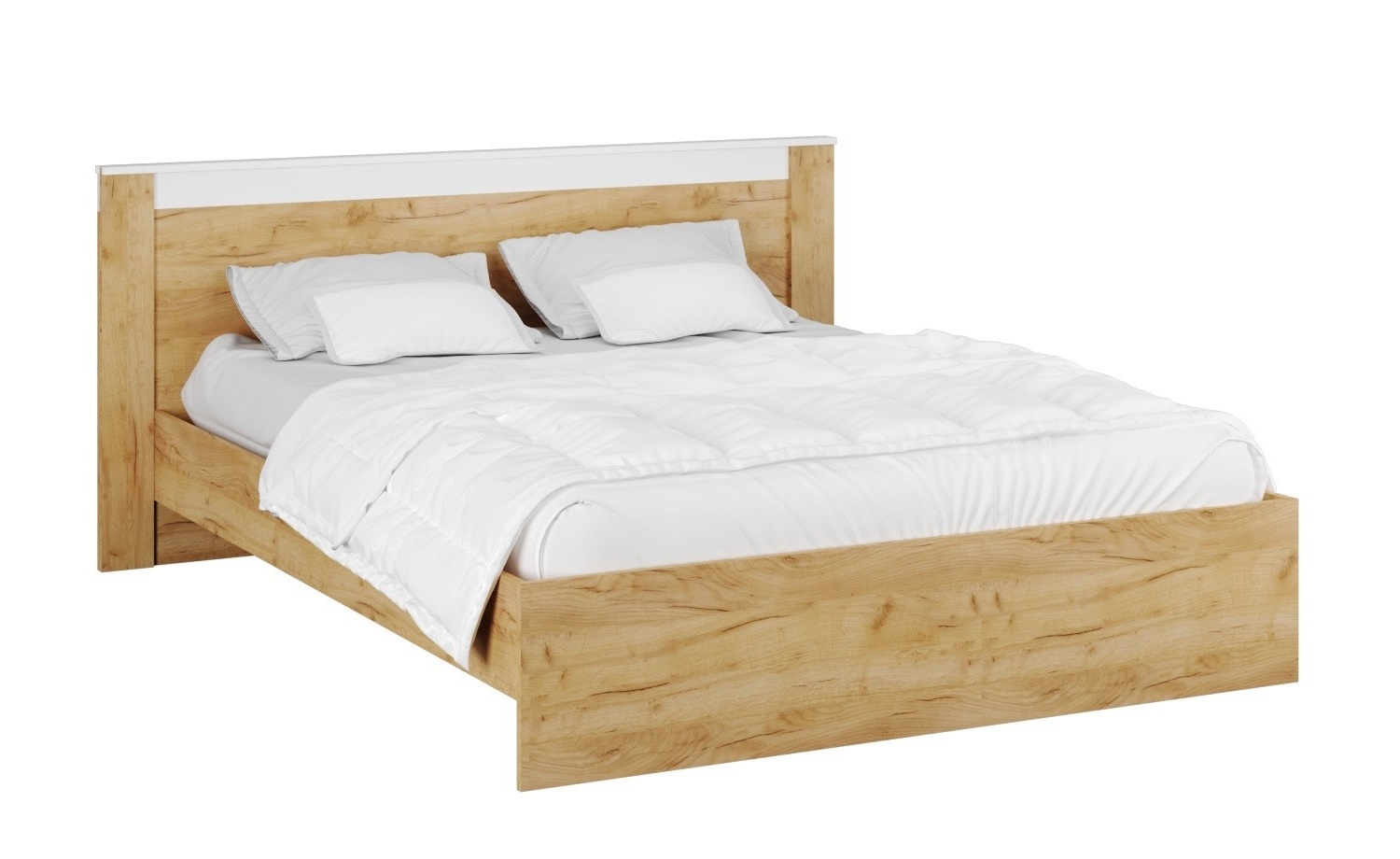 картинка Кровать с настилом ДСП Адель 140х200, белый/дуб крафт от магазина мебели