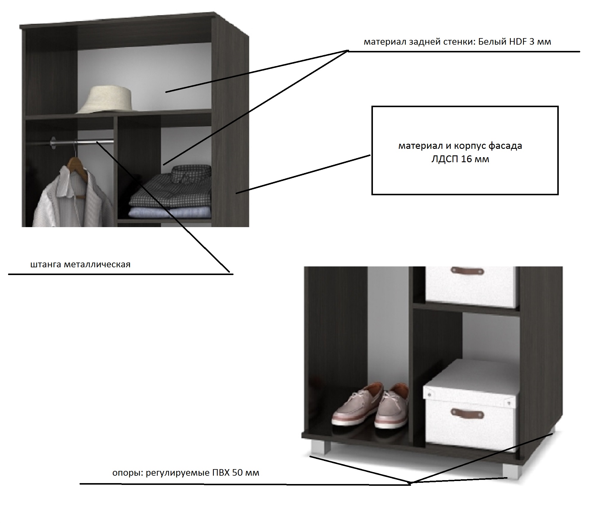 картинка Шкаф 800 комбинированный Вира-20 Венге - Млечный дуб от магазина мебели