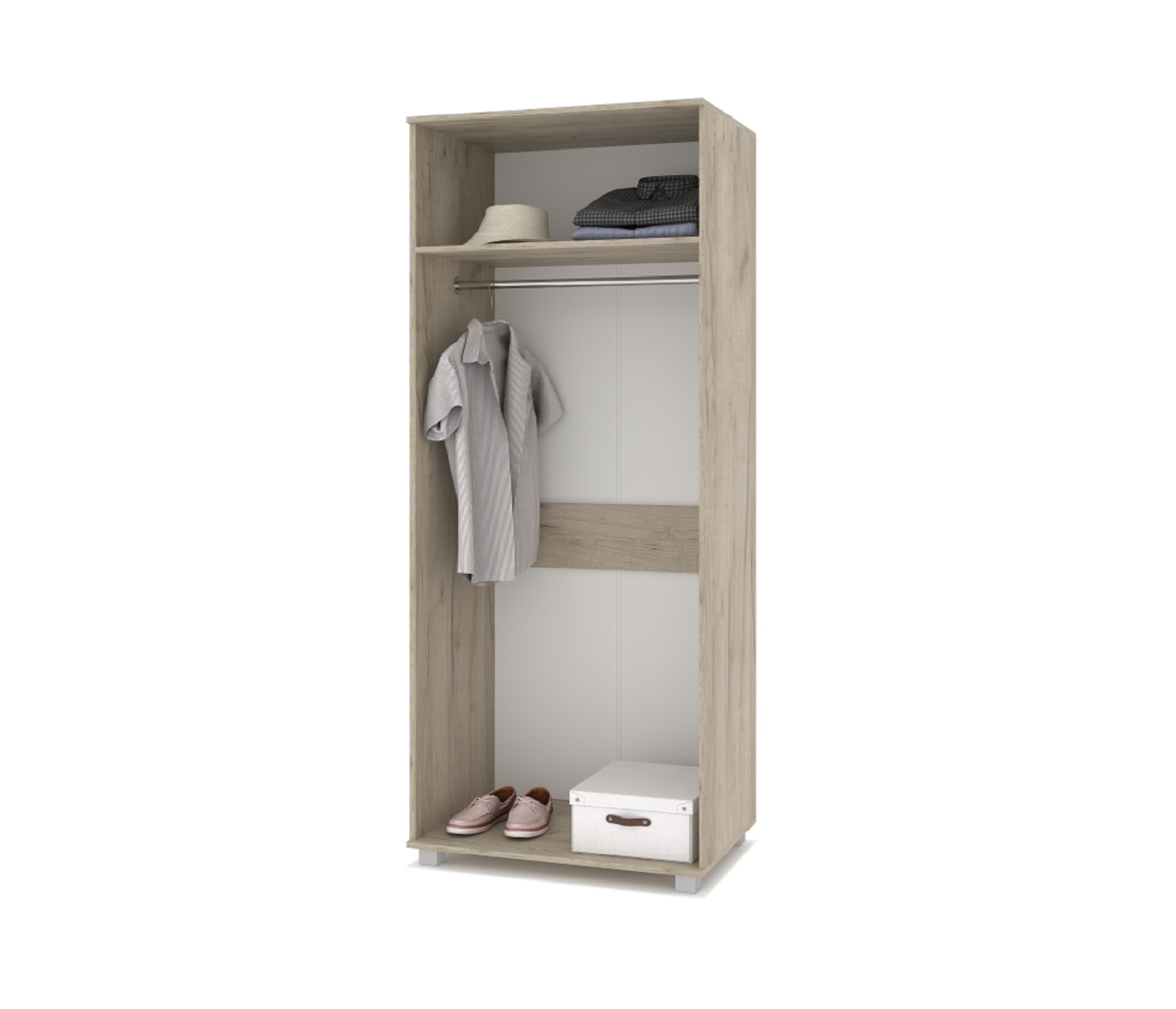 картинка Шкаф 800 штанга и зеркало Вира-21 Серый дуб – Белый от магазина мебели