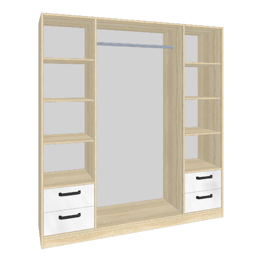 картинка Шкаф для одежды и белья 4Ш4Я Лена, сонома, белый от магазина мебели