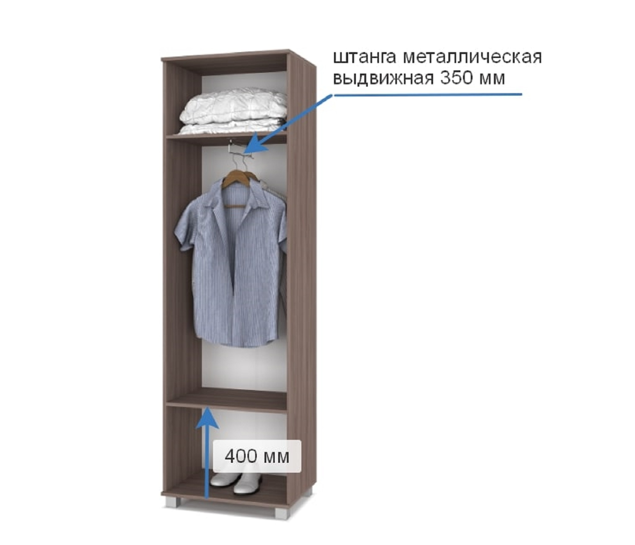 картинка Шкаф 600 с выдвижной штангой Кана К-21 Шимо темный/Шимо светлый от магазина мебели