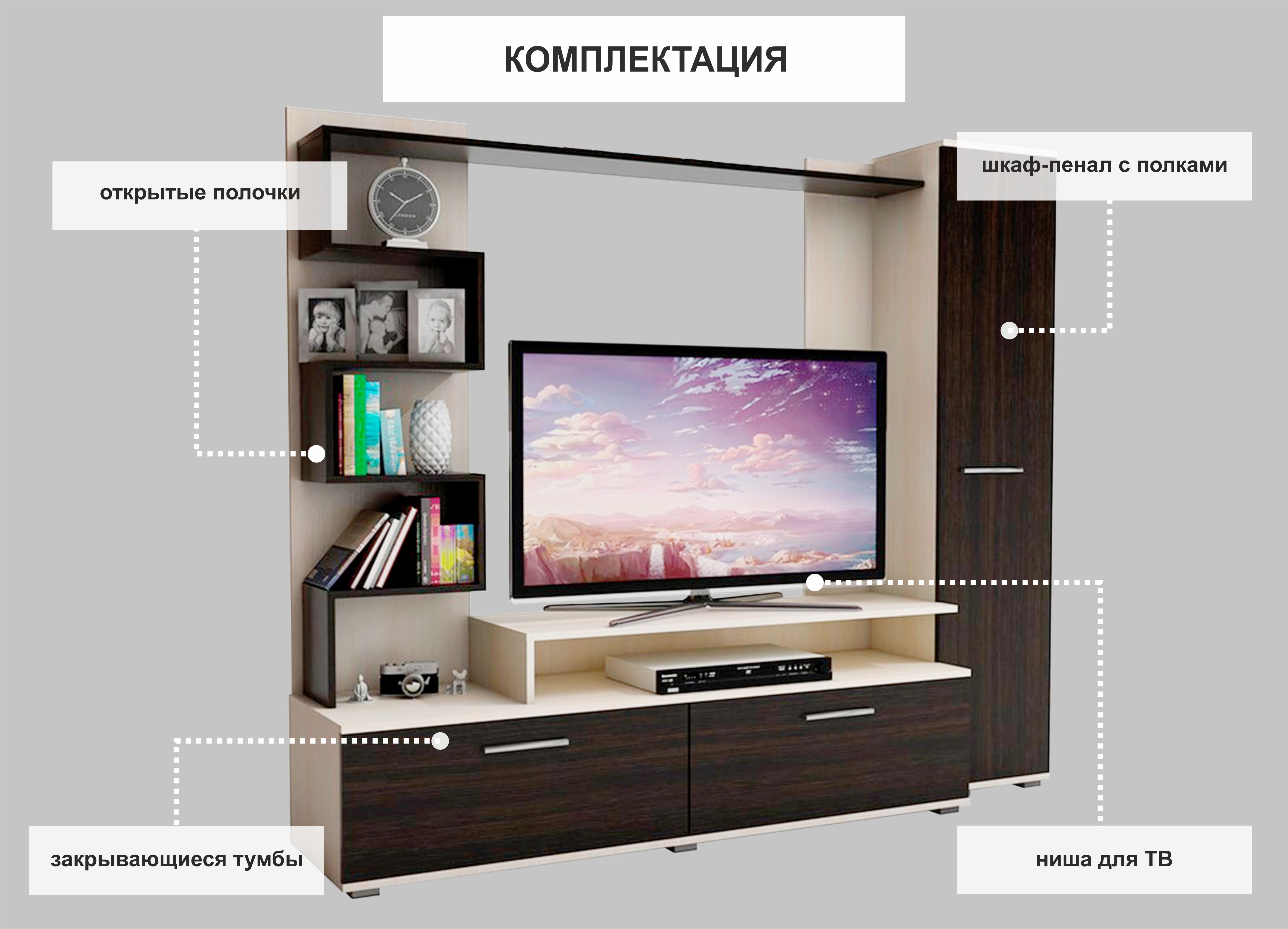 картинка Стенка ТВ-1 венге от магазина мебели