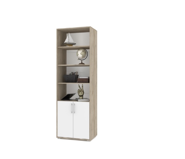 картинка Шкаф 2 дверки с полками Вилли О21 Серый дуб/Белый от магазина мебели