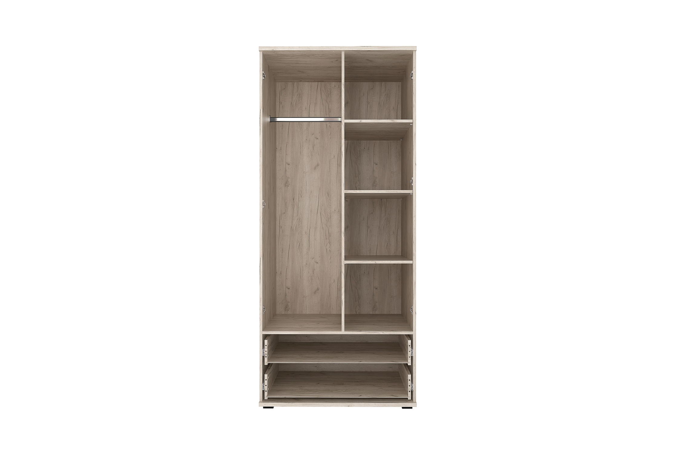 картинка Шкаф 2-х дверный с ящиками Альянс дуб крафт / белый глянец от магазина мебели