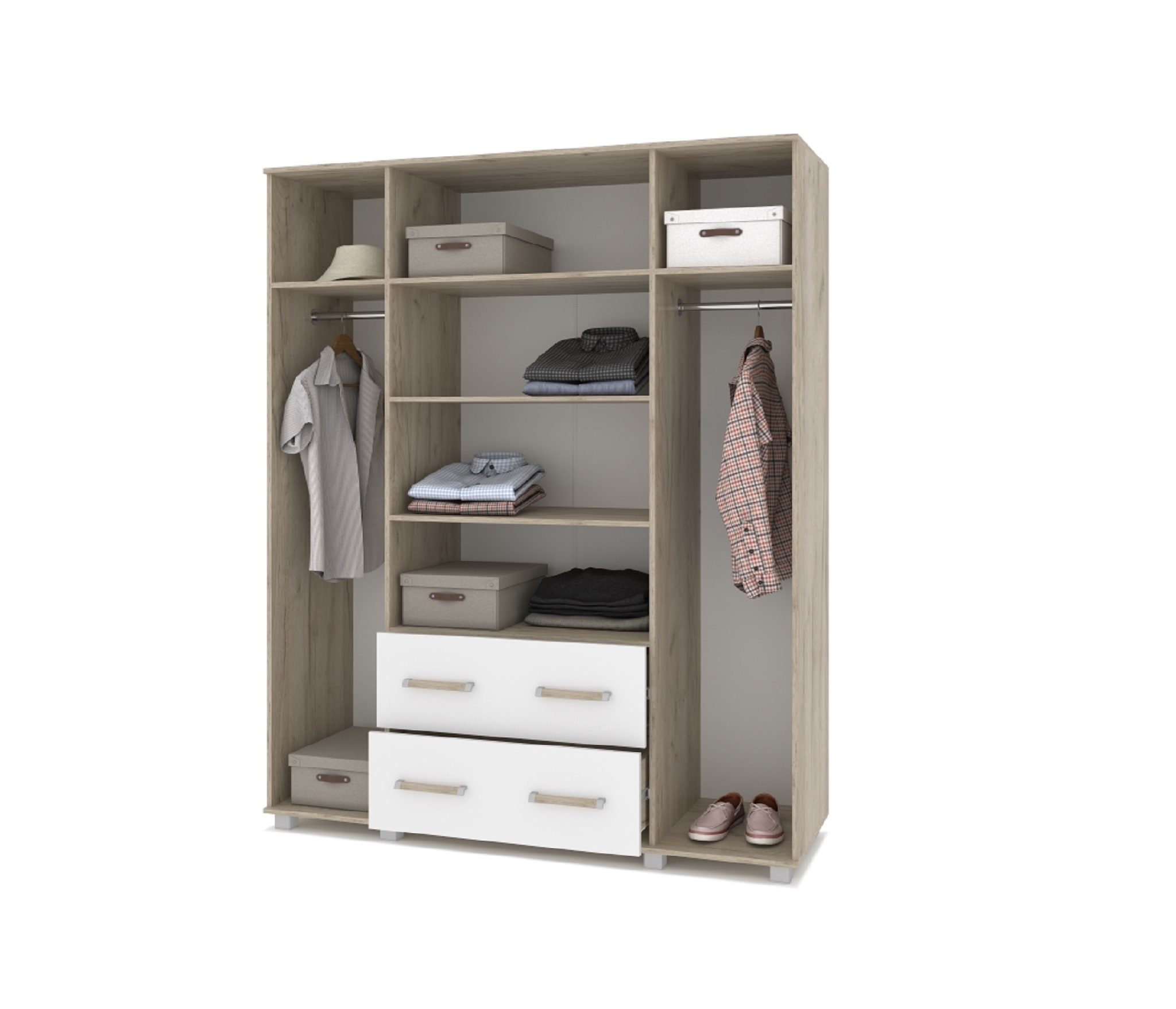 картинка Шкаф 1600 с ящиками  Вира-43 Серый дуб/Белый от магазина мебели