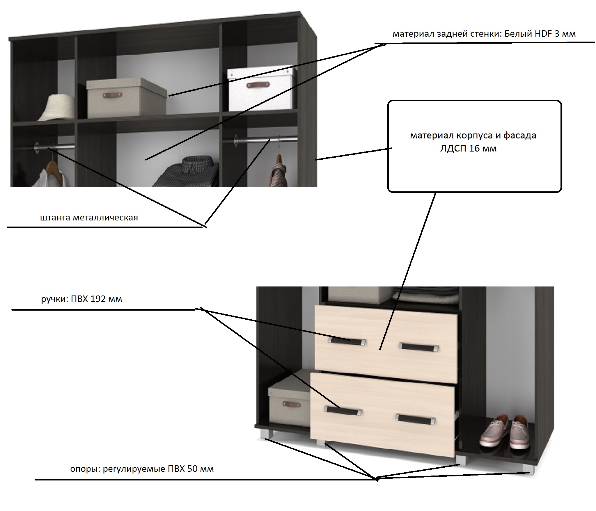 картинка Шкаф 1600 с ящиками  Вира-43 Венге/Млечный дуб от магазина мебели