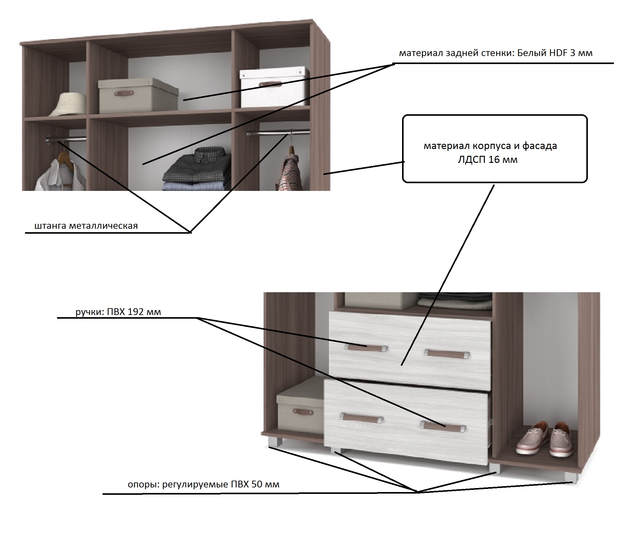 картинка Шкаф 1600 с ящиками  Вира-43 Шимо темный/Шимо светлый от магазина мебели