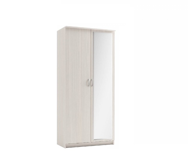 картинка Шкаф 2-х створчатый ДУЭТ ЛЮКС с зеркалом бодега белая от магазина мебели