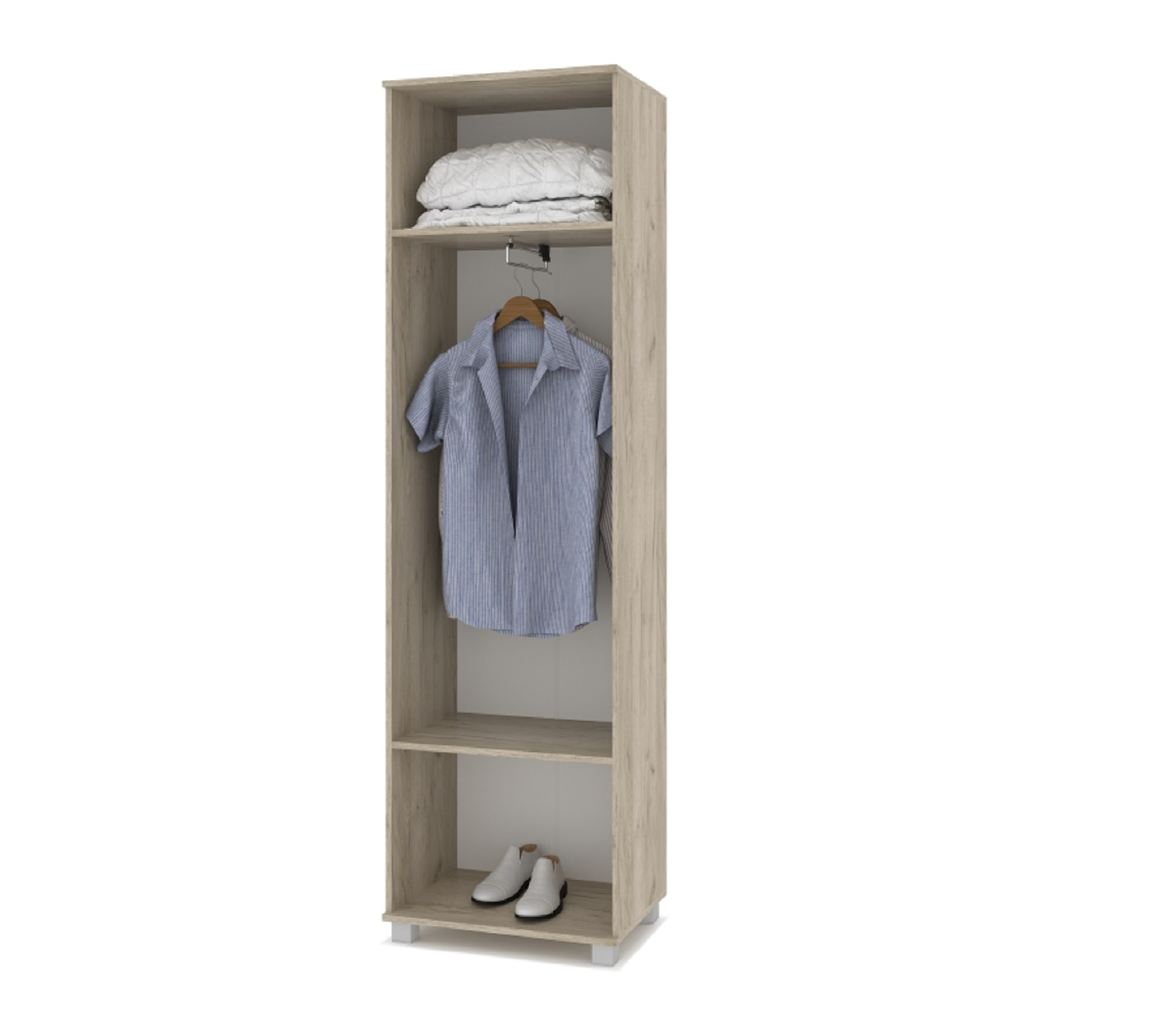 картинка Шкаф 600 выдвижная штанга и зеркало Кана К-22 Серый дуб/Белый от магазина мебели