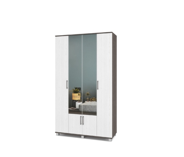 картинка Шкаф 1200 выдвижн. штанга с зеркалом и дверцами Кана К42 Анкор темный/Анкор светлый от магазина мебели