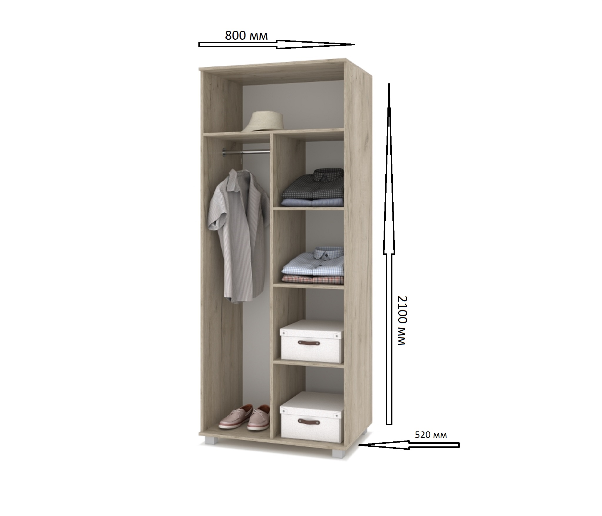 картинка Шкаф 800 комбинированный Вира-20 Серый дуб-Белый от магазина мебели