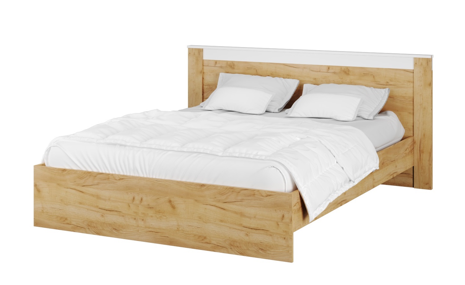 картинка Кровать с настилом ЛДСП Адель 160х200, белый/дуб крафт от магазина мебели