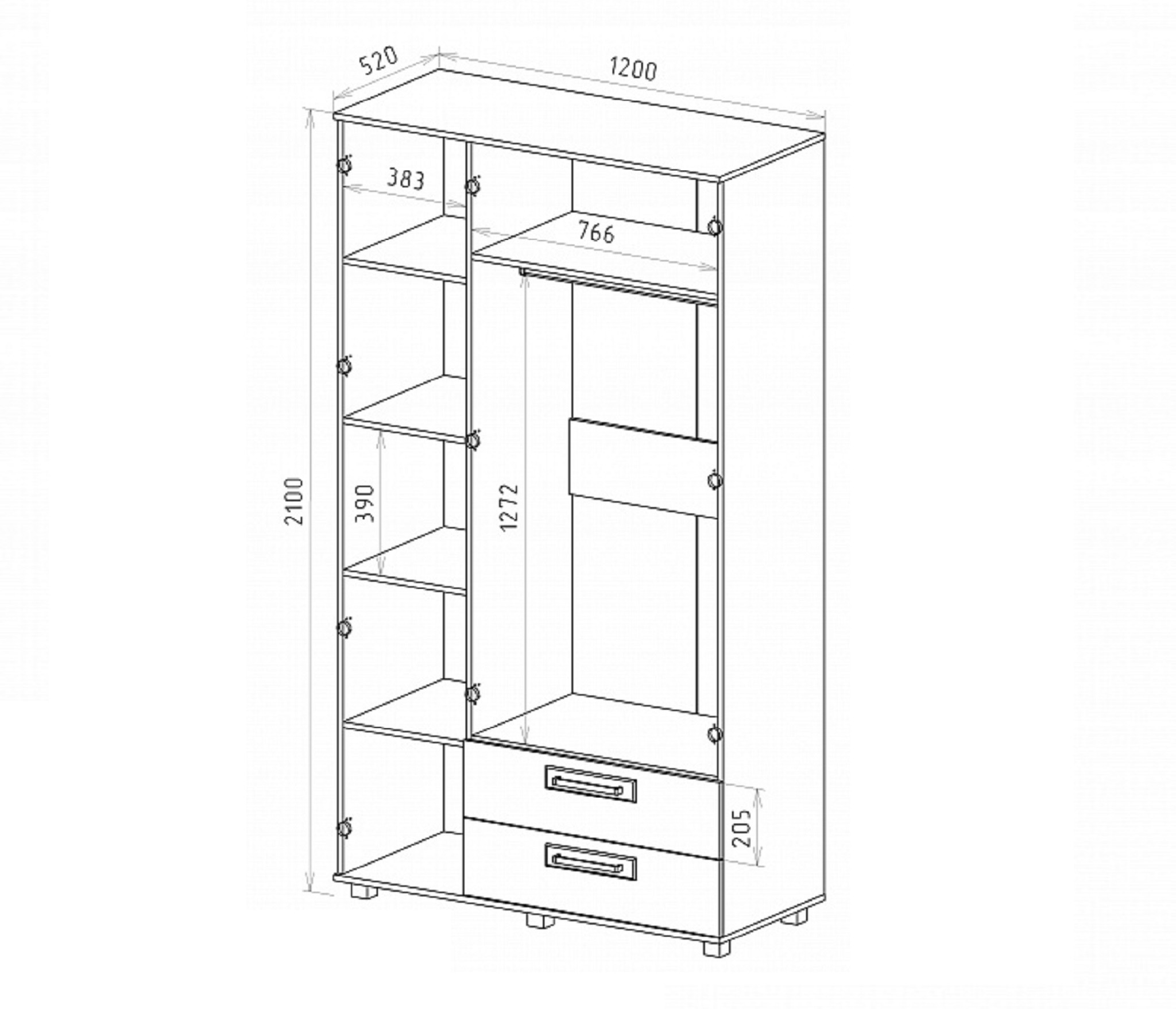 картинка Шкаф 3-х дверный ВЕГА Модуль М-4 от магазина мебели
