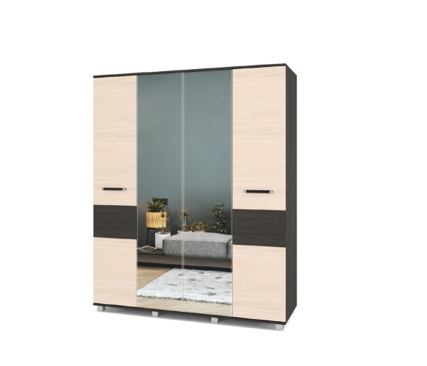 картинка Шкаф 1600 штанга и зеркало Вира-41 Венге/Млечный дуб от магазина мебели