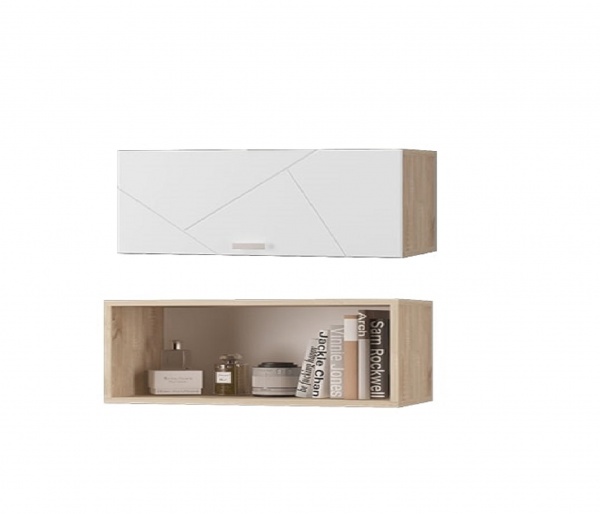 картинка Шкаф настенный (600) с гориз.дв. Скайлайн (Белый шагрень) от магазина мебели