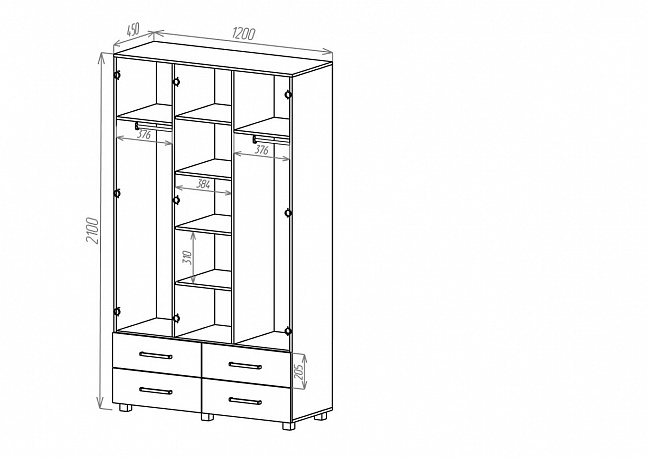 картинка Шкаф трехдверный ОРИОН М-12 от магазина мебели