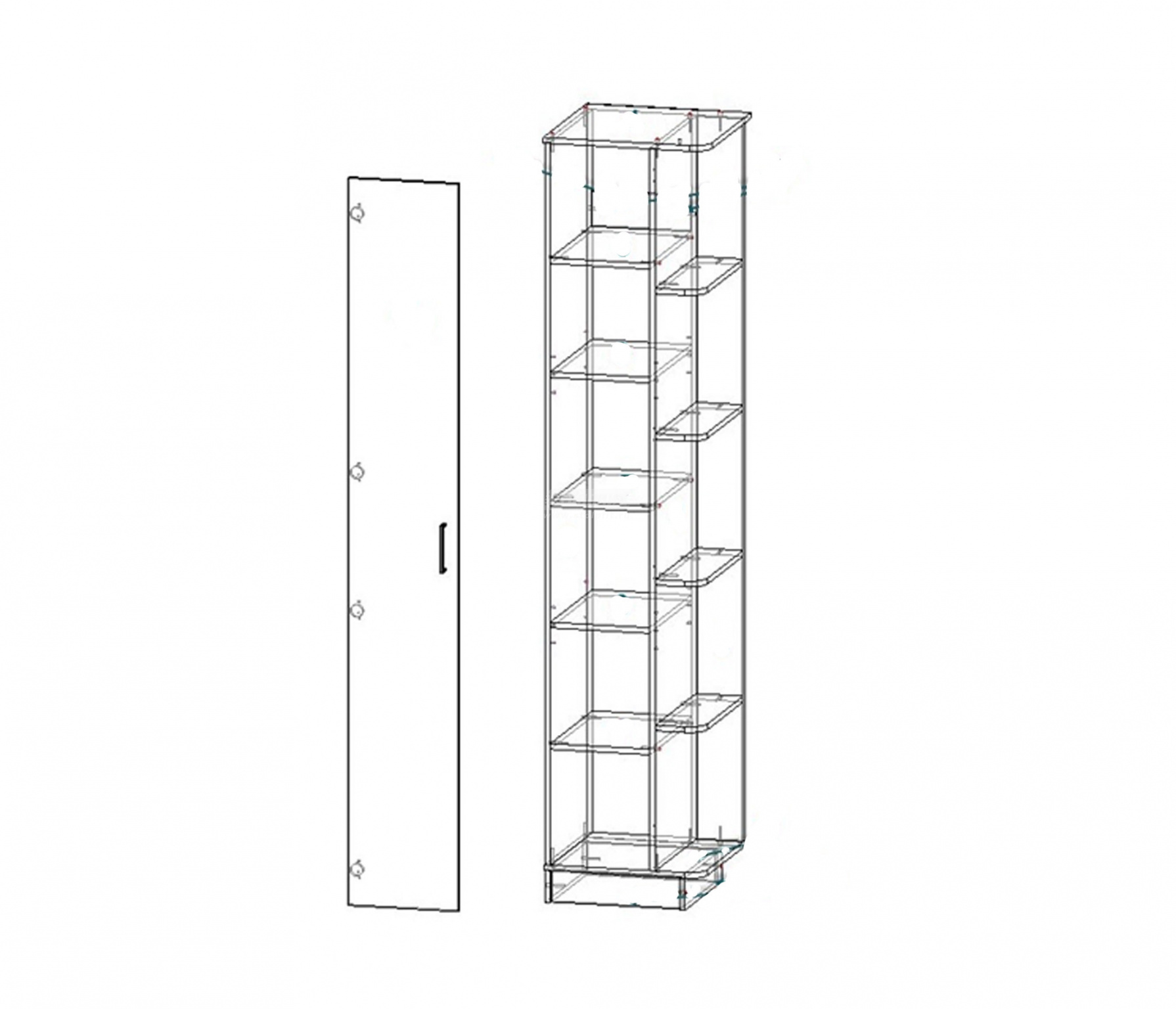 картинка Шкаф-колонна ЛЕГО белый (универсальный) от магазина мебели