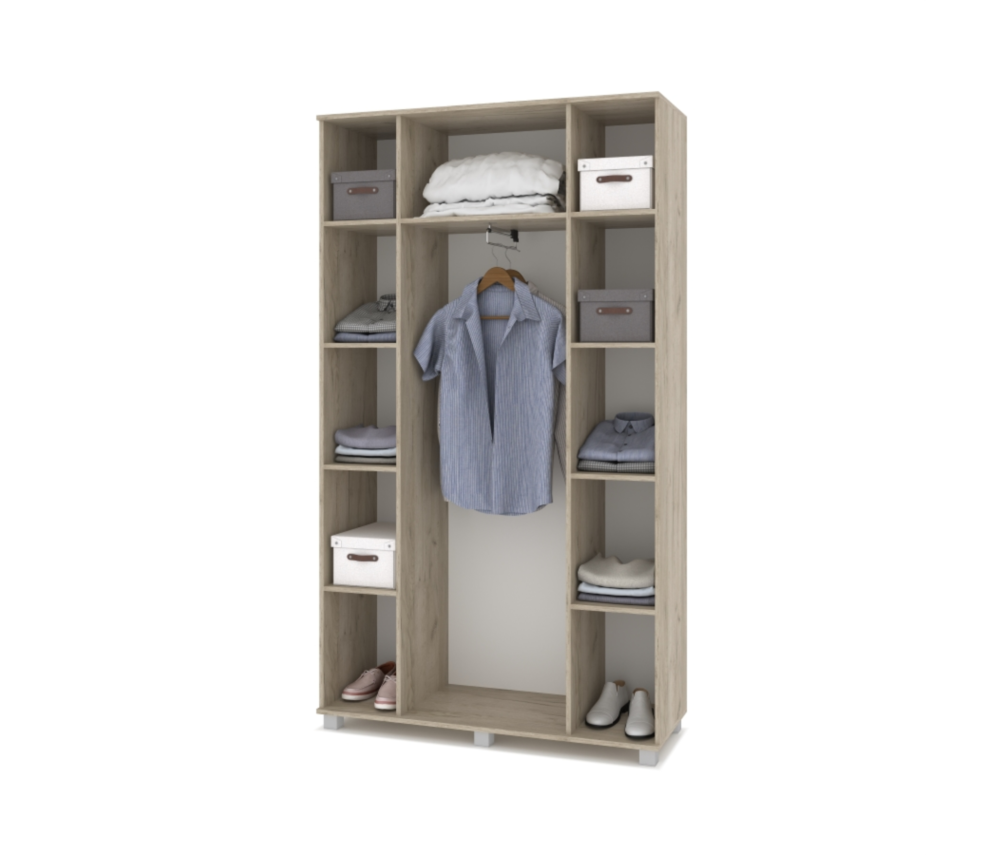 картинка Шкаф 1200 комбинированный с выдвижной штангой Кана К41 Серый дуб/Белый от магазина мебели