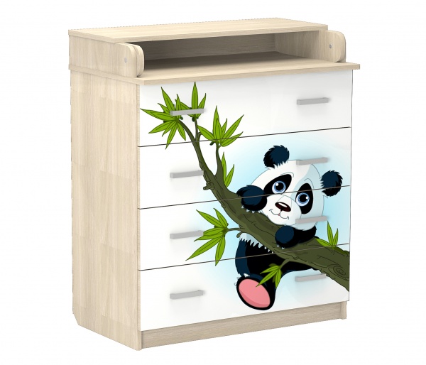 картинка Комод детский 2 с полкой панда светлый от магазина мебели
