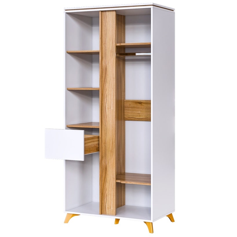 картинка Сканди шкаф 2-дверный с ящиком  белый от магазина мебели